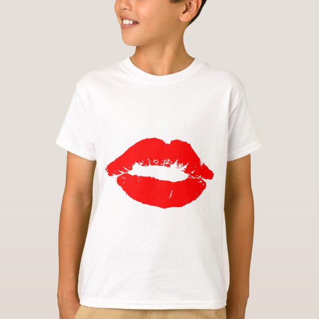 Kiss Lips Red Lipstick Liebe Passion Valentine T-Shirt (Vorderseite)