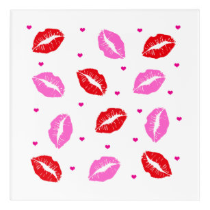 Kiss Lips Rosa Rot, Herz Akryllische Wandkunst Acryl Wandkunst