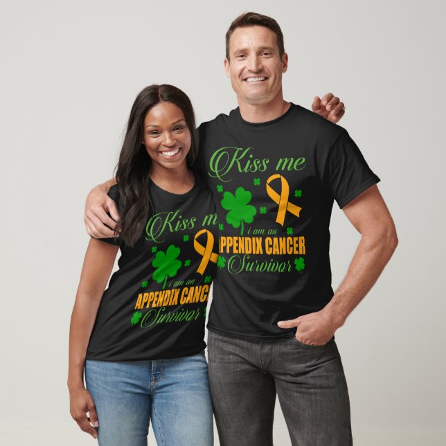 Kiss Me Appendix Cancer Survivor St Patrick Day  T-Shirt (Unisex)