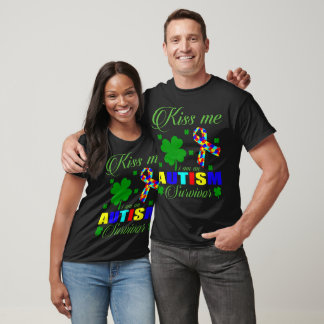 Kiss Me Autism Survivor St Patrick Day Gift T-Shirt