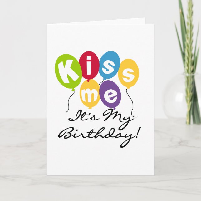 Kiss Me Birthday Karte (Vorderseite)