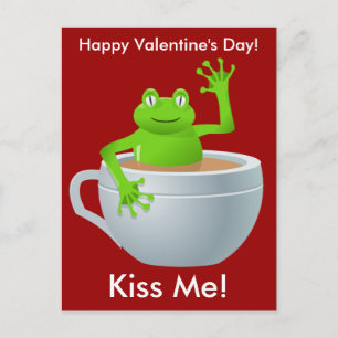 Kiss Me Frog Valentines Postcard Feiertagspostkarte
