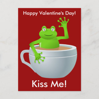 Kiss Me Frog Valentines Postcard Feiertagspostkarte