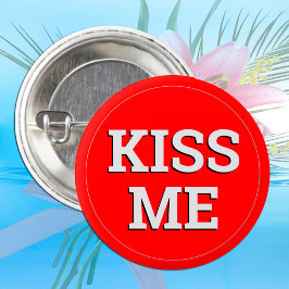 KISS ME fun Button / Retro Party - rot