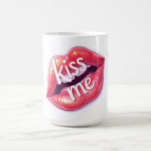 Kiss Me Glossy Red Lips Art Illustration