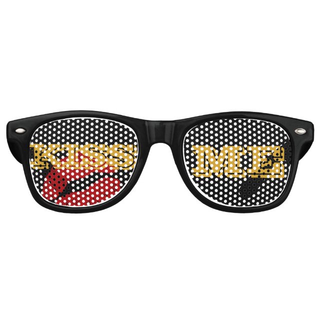 KISS ME Gold Retro Shades / Fun Party Sonnenbrille (Vorderseite)
