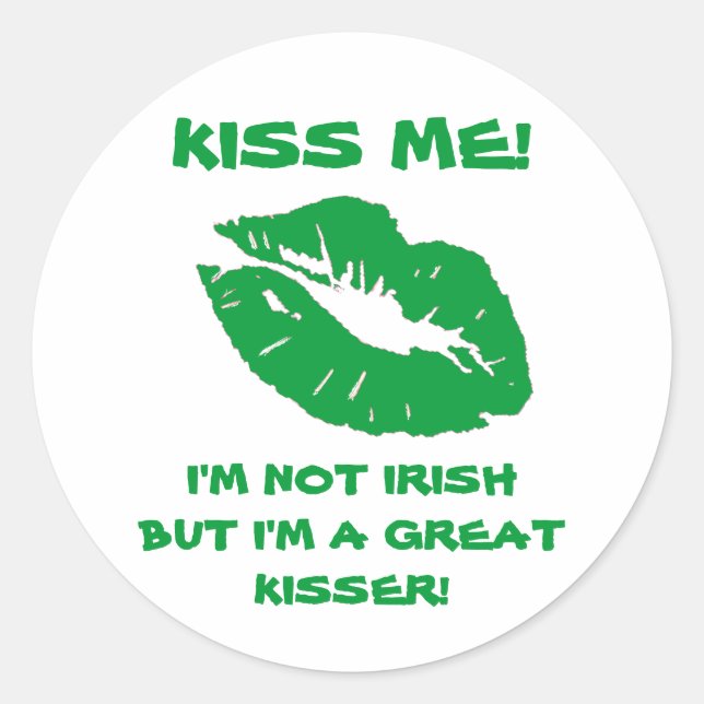 Kiss Me-Green Irish Kiss Runder Aufkleber (Vorderseite)