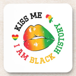 Kiss Me I Be Black History Montag Afroamerikaner Getränkeuntersetzer