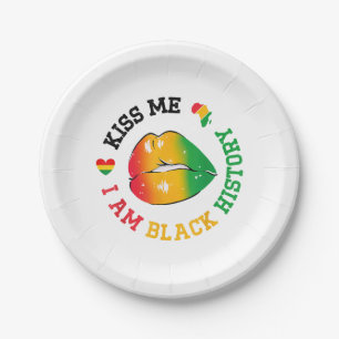 Kiss Me I Be Black History Montag Afroamerikaner Pappteller