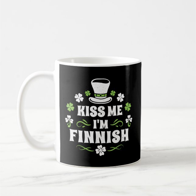 Kiss Me I bin Finnischer St Patrick's Day Finnisch Kaffeetasse (Links)