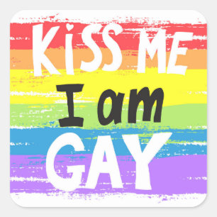 Kiss Me I Bin Gay Quadratischer Aufkleber