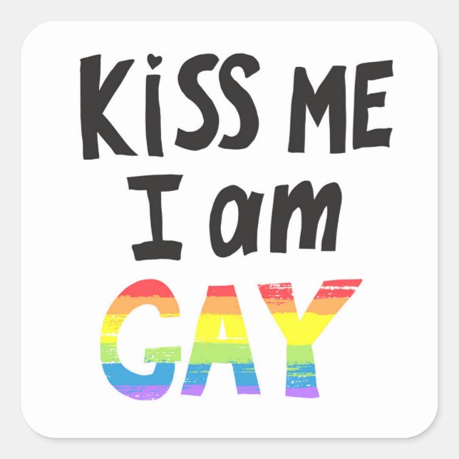 Kiss Me I Bin Gay Quadratischer Aufkleber (Vorderseite)