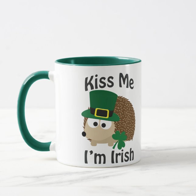 Kiss Me I bin irischer Igel Tasse (Links)