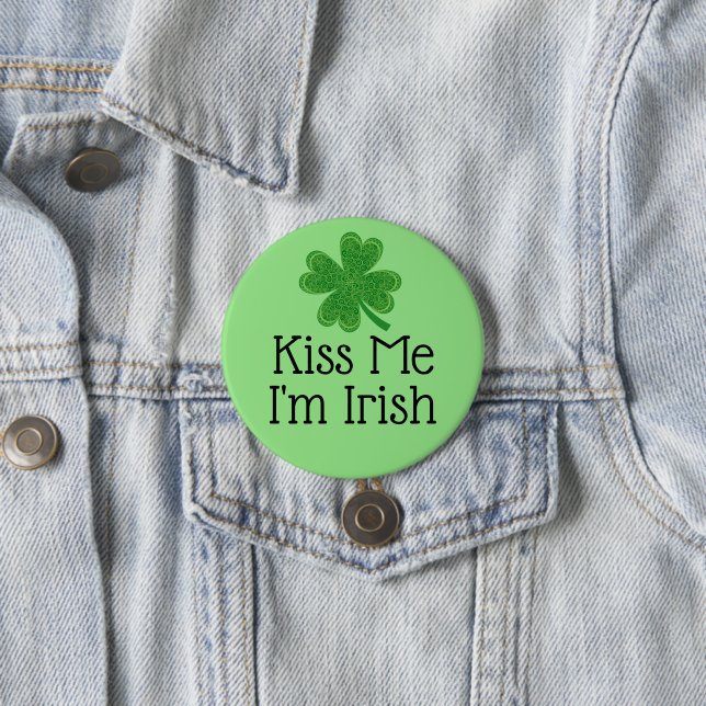 Kiss Me I bin Irish Clover St. Patrick's Day Button (Beispiel)