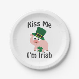 Kiss Me I bin Irish Pig Pappteller