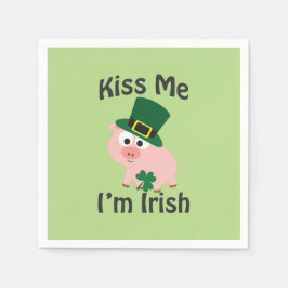 Kiss Me I bin Irish Pig Serviette