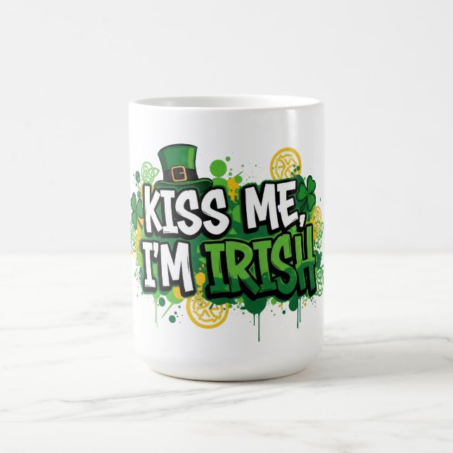 Kiss Me I bin Irish St. Patrick's Day Kaffeetasse (Mittel)