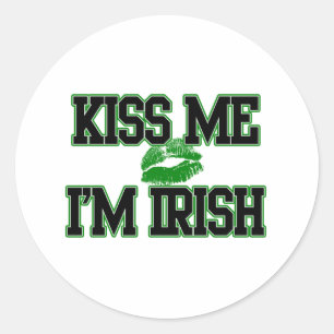 Kiss Me I bin Irish, St Patricks Day Runder Aufkleber