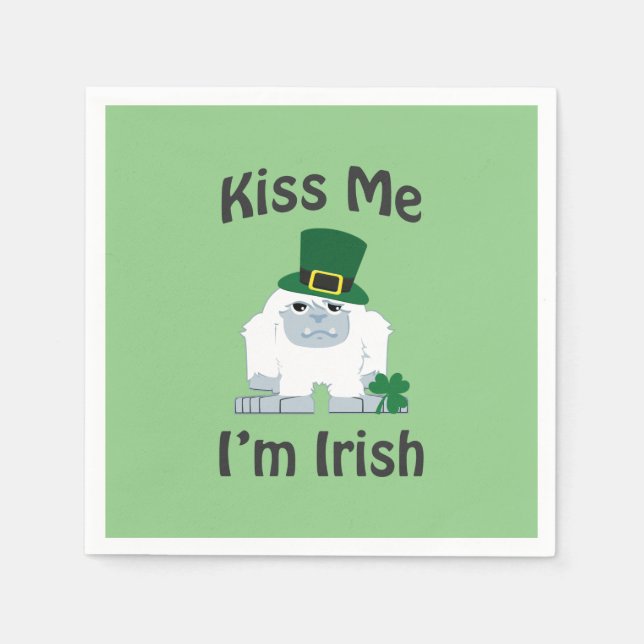 Kiss Me I bin Irish Yeti Serviette (Vorderseite)