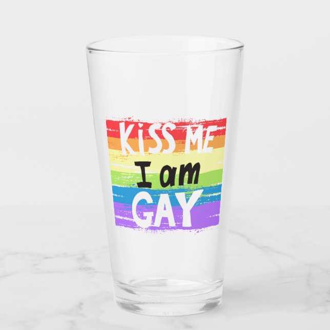 Kiss Me I is Gay Glas (Vorderseite)