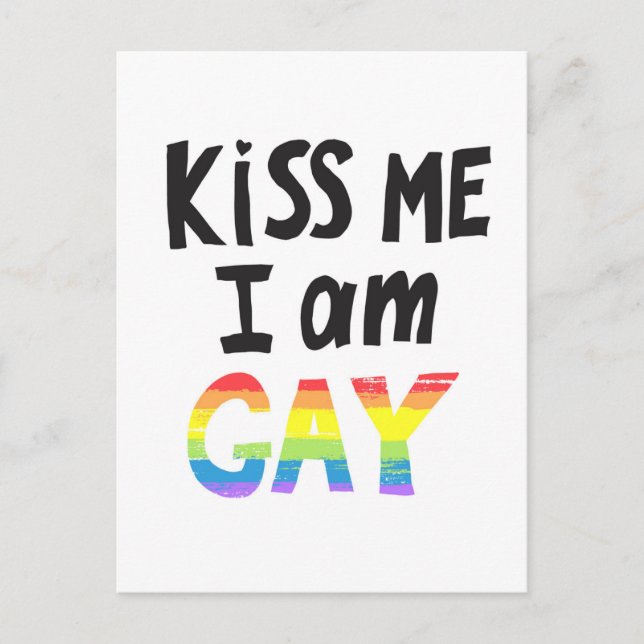 Kiss Me I is Gay Postkarte (Vorderseite)