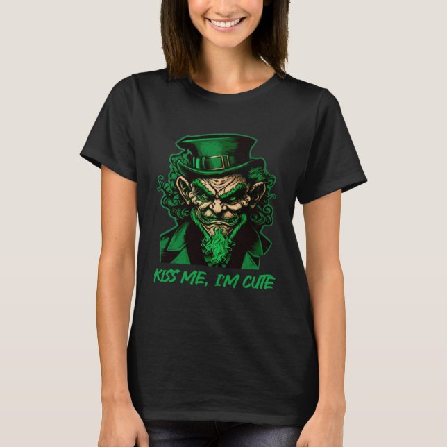 Kiss Me I m Cute Kobold St Patricks Day Irish Lepr T-Shirt (Vorderseite)