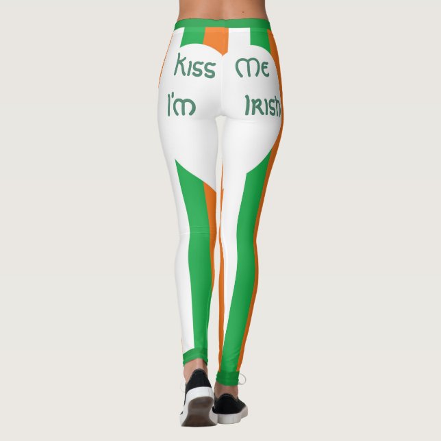 Kiss Me I ml Irish Stripes Bright White Heart Leggings (Rückseite)