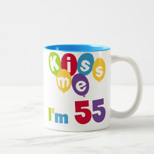 Kiss Me Ich bin 55 Geburtstagsgeschenke Zweifarbige Tasse