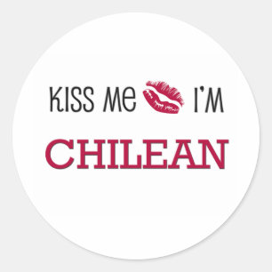 Kiss Me Ich bin CHILEAN Runder Aufkleber
