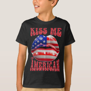Kiss Me Ich bin die amerikanische Flagge Lips 4. J T-Shirt