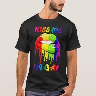 Kiss Me Ich bin Gay Lgbt Pride Rainbow Lips T-Shirt