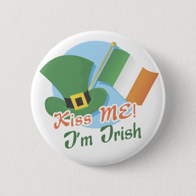 Kiss Me Ich bin irisch Button (Vorderseite)
