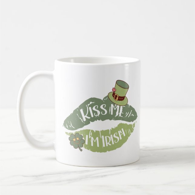 Kiss Me Ich bin irisch Kaffeetasse (Links)