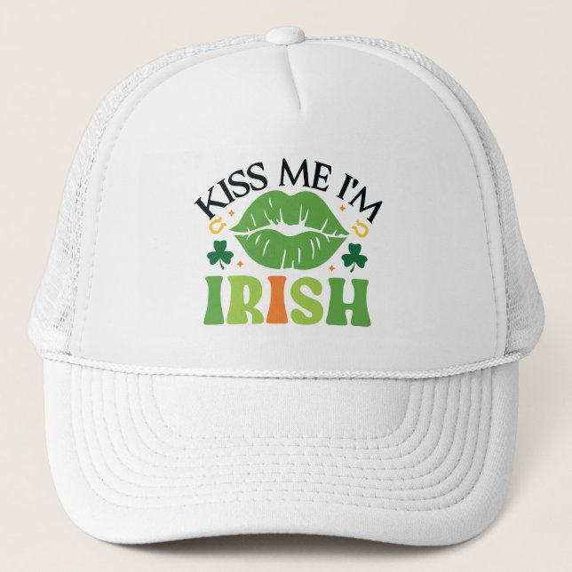 Kiss Me Ich bin irisch Truckerkappe (Vorderseite)