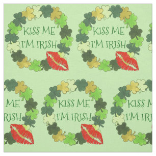 Kiss Me Ich bin Irish Green Kleeblatt Wreath Red L Stoff