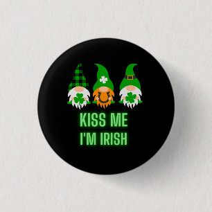 Kiss Me Ich bin Irish St. Patrick's Day Gnome Klee Button
