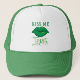 Kiss Me Ich bin Irish St. Patrick's Day Green Klee Truckerkappe