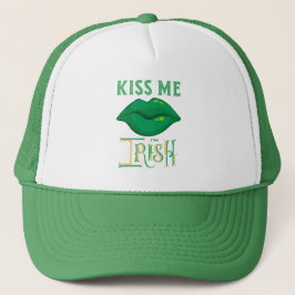 Kiss Me Ich bin Irish St. Patrick's Day Green Klee Truckerkappe