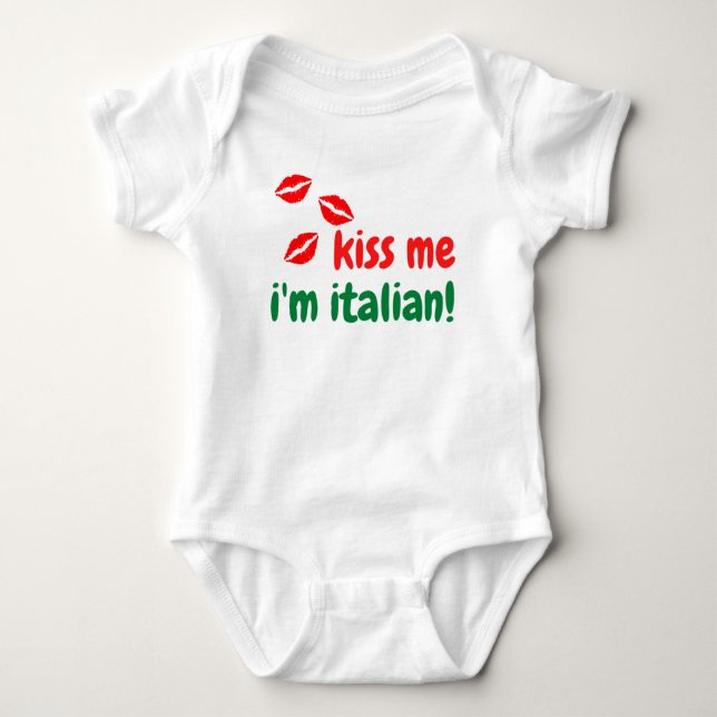 Kiss Me Ich bin Italiener Baby Body Anzug Baby Strampler (Vorderseite)