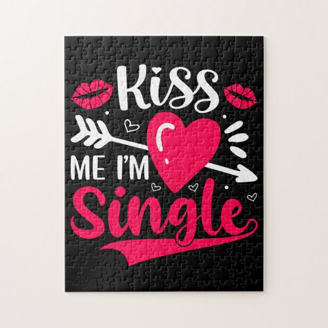 Kiss Me Ich bin Single Niedlich Valentine Puzzle (Vertikal)
