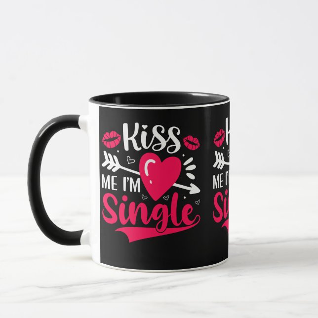 Kiss Me Ich bin Single Niedlich Valentine Tasse (Links)