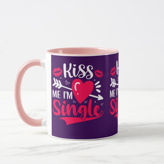 Kiss Me Ich bin Single Niedlich Valentine Tasse (Links)