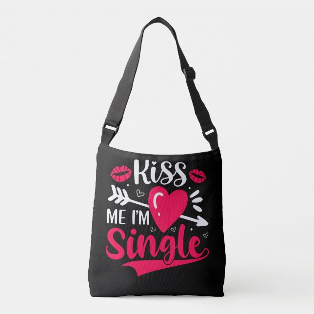 Kiss Me Ich bin Single Niedlich Valentine Tragetaschen Mit Langen Trägern (Vorderseite)