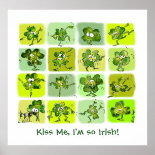 Kiss Me Ich bin so irisch - Niedliche Cartoon Klee Poster