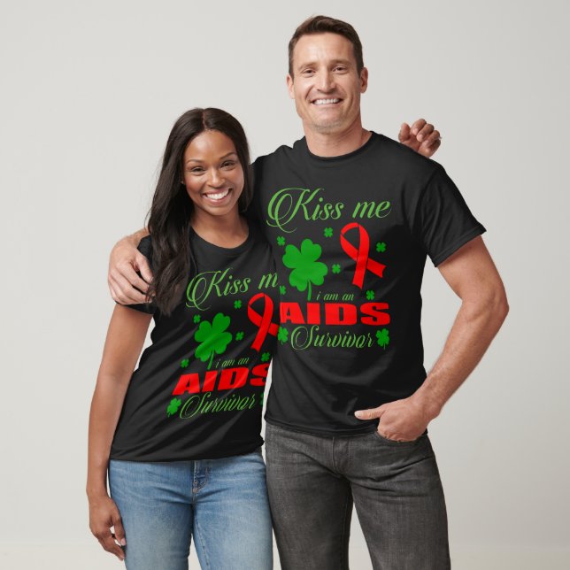 Kiss Me Im Aids Survivor St. Patrick's Day Gift T-Shirt (Unisex)