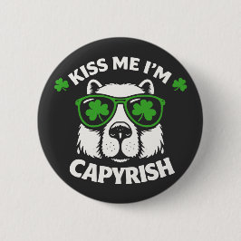 Kiss Me I'm Capyrish St. Patrick's Day Capybara Button