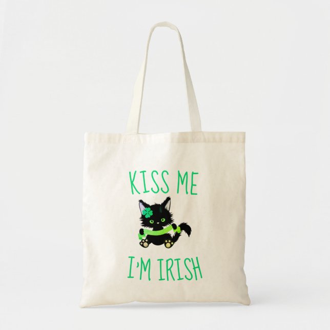 Kiss Me I'm Irish Cat Lover Tragetasche (Vorne)