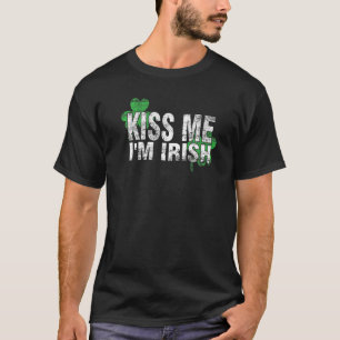 Kiss Me I'm Irish Flag Saint Patrick Day Kleeblatt T-Shirt