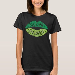 Kiss Me I'm Irish Green Lips St Patrick's Day Vint T-Shirt