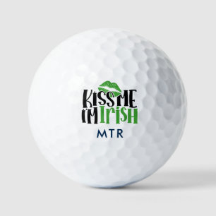Kiss Me Im Irish Kleeblatt Monogram Lucky Funny Golfball
